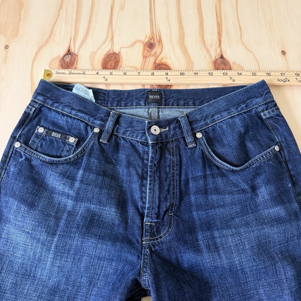 Hugo Boss Jeans Mens 34x34 Blue Jacksons Straight Leg 100% Cotton Dark Wash - Picture 2 of 8